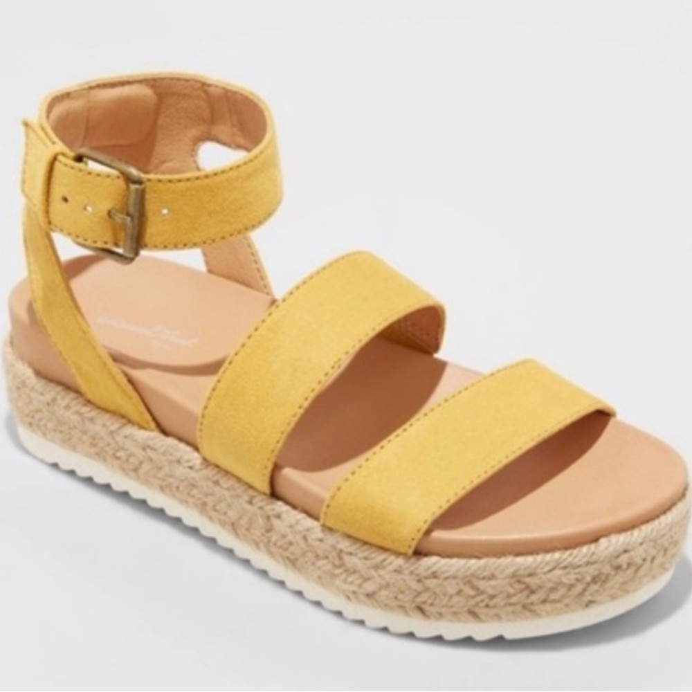 Yellow Strappy Platform Sandals